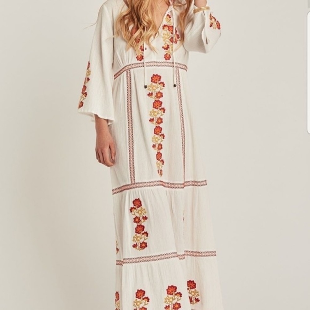 Arnhem Willow Floral Embroidered Maxi Dress Sz US 8 AU 12 NWT‎